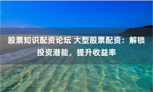 股票知识配资论坛 大型股票配资:解锁投资潜能,提升收益率